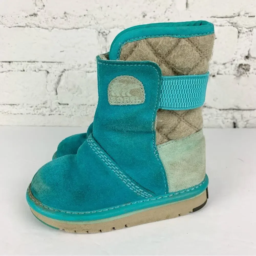 Sorel Newbie Girls Toddler Blue Suede Boots 8
